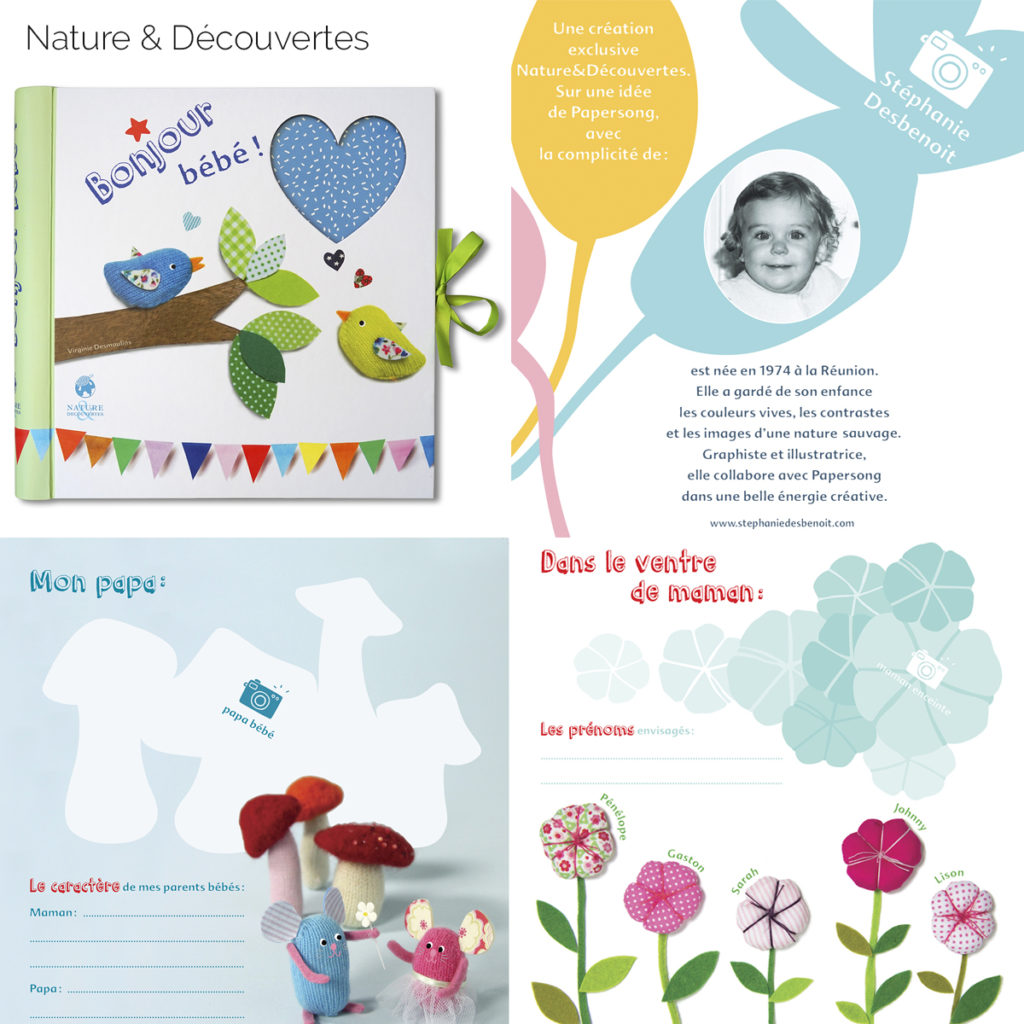 « Bonjour bébé » Livre de naissance chez Nature et Découvertes / Papersong