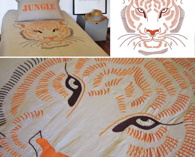 Design textile - Tigre - Un village dans le ciel